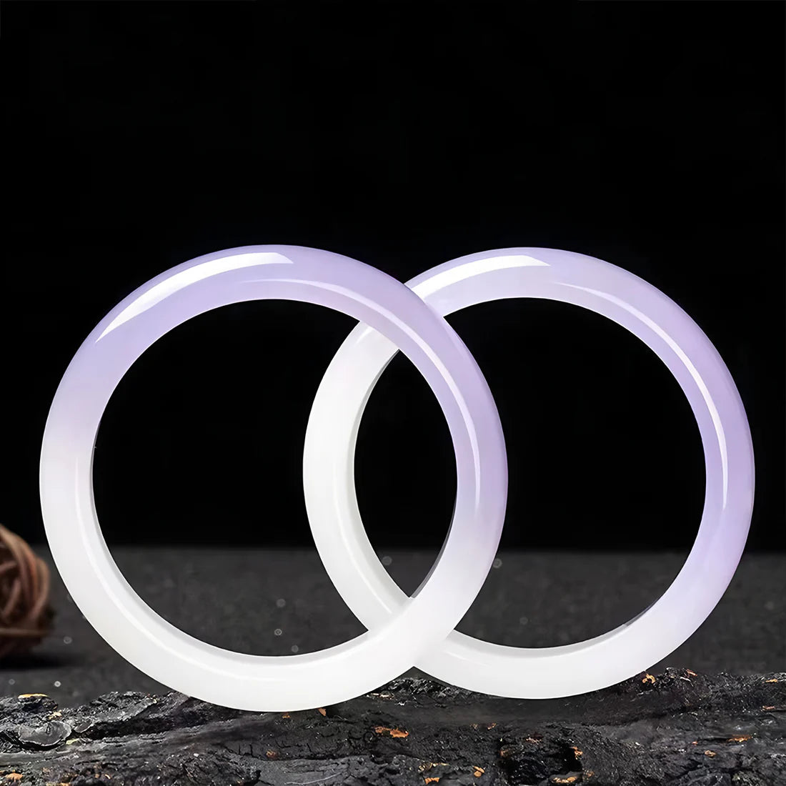 Jade Bracelet Violet Half Purple Half White Jade Bracelet