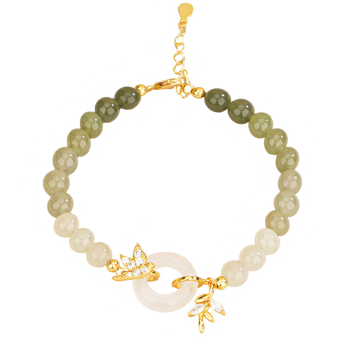 S925 silver new Chinese style gradient jade bracelet£¨Bead width 6mm£©