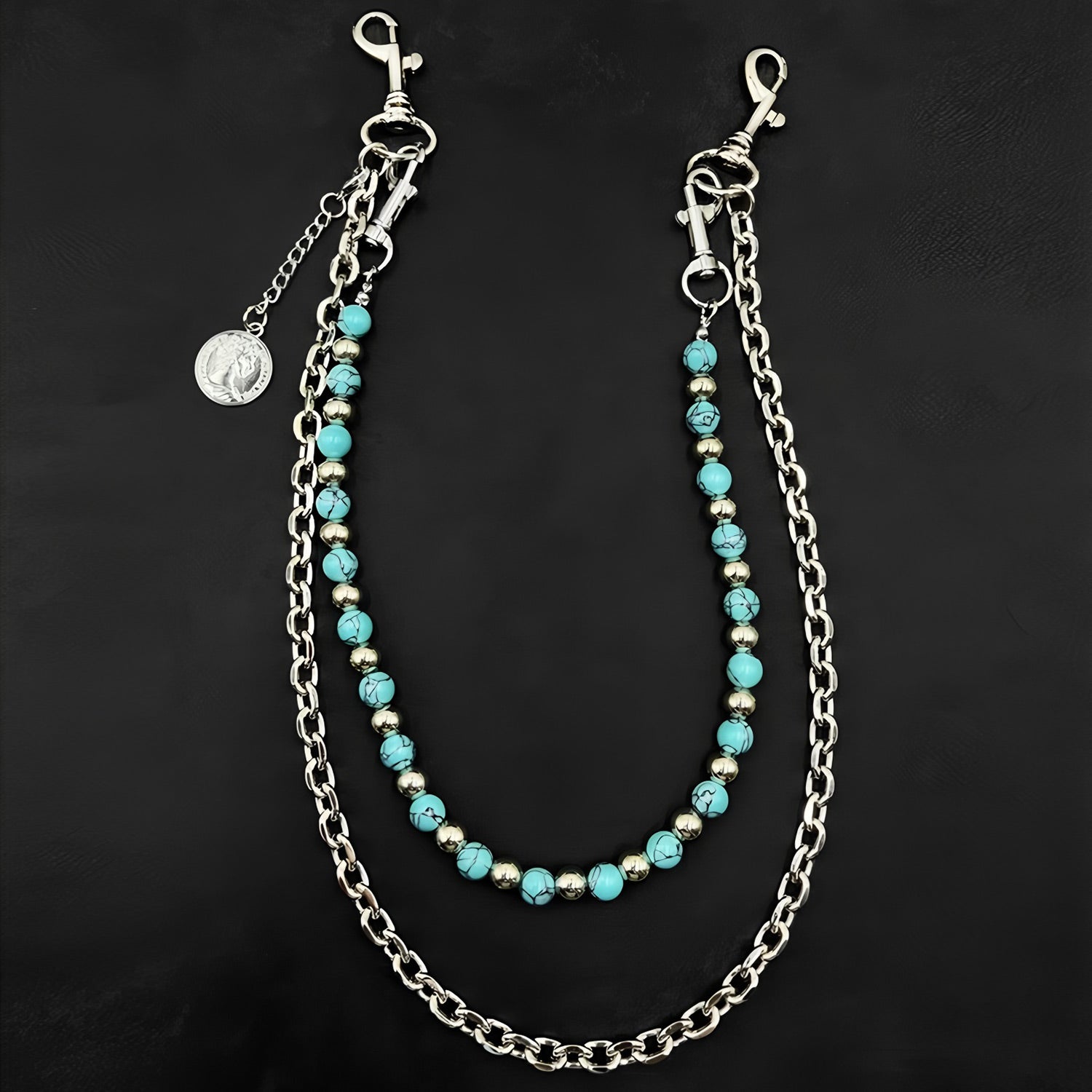 Detachable double chain hand-beaded jeans chain