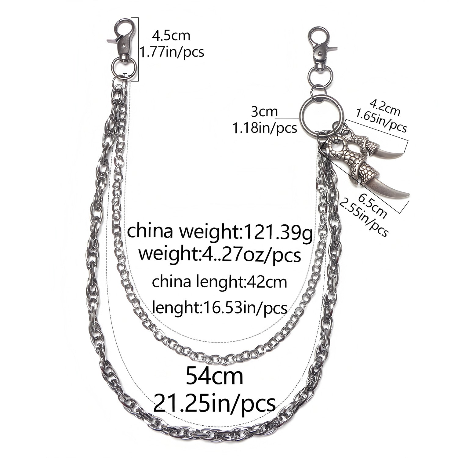 Exclusive original double chain double eagle claw pants chain