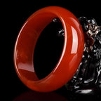 ■Luck and Health■ Brand New Genuine Jade Widened Rich Red Jade Bangles