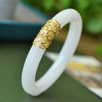 Natural hand-inlaid white jade bracelet 04