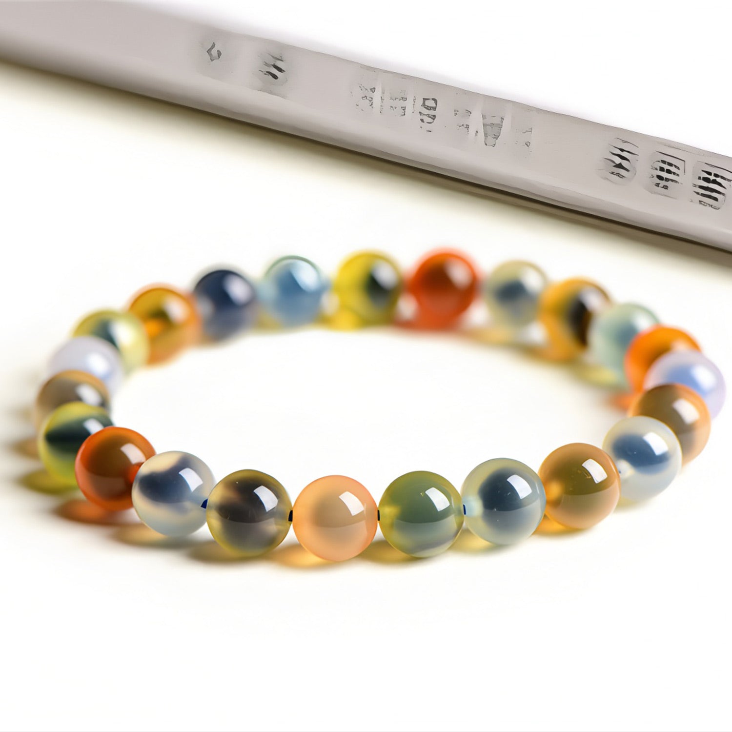 Elegant multi-colored jade bracelet
