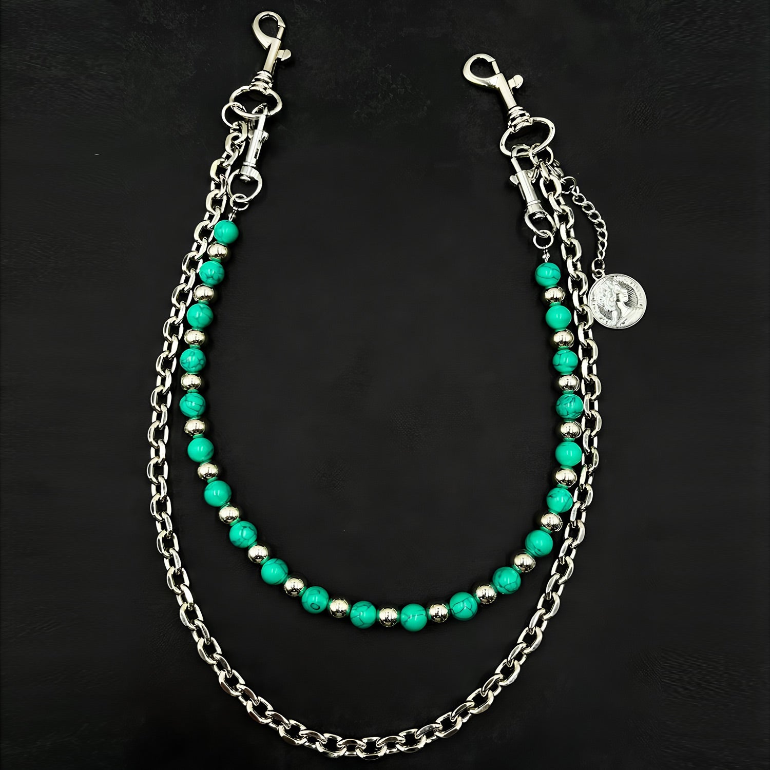 Detachable double chain hand-beaded jeans chain