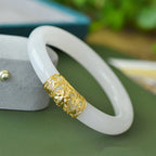 Natural hand-inlaid white jade bracelet 04