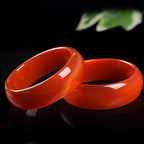 ■Luck and Health■ Brand New Genuine Jade Widened Rich Red Jade Bangles