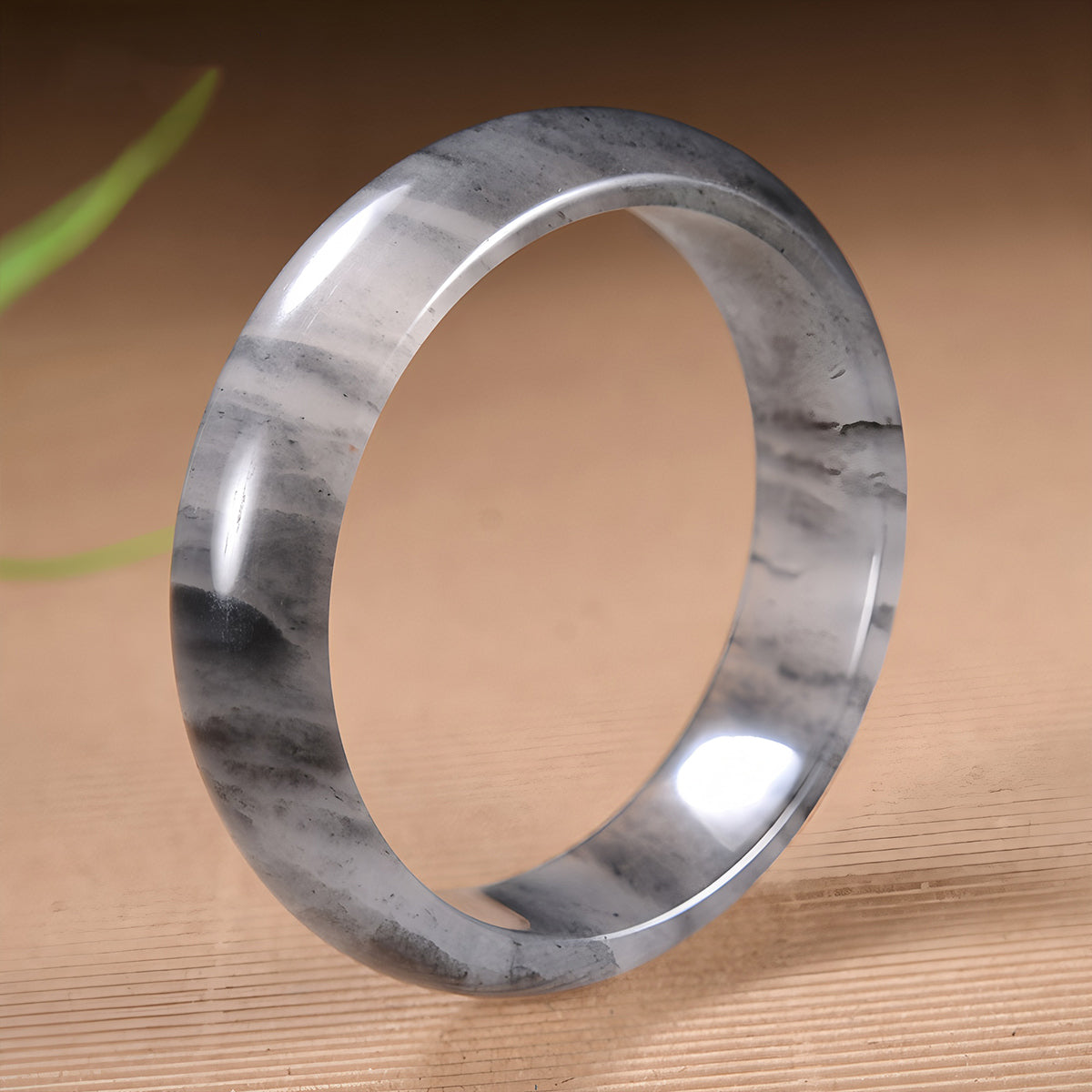 Natural Light Gray Nephrite Jade Bracelet