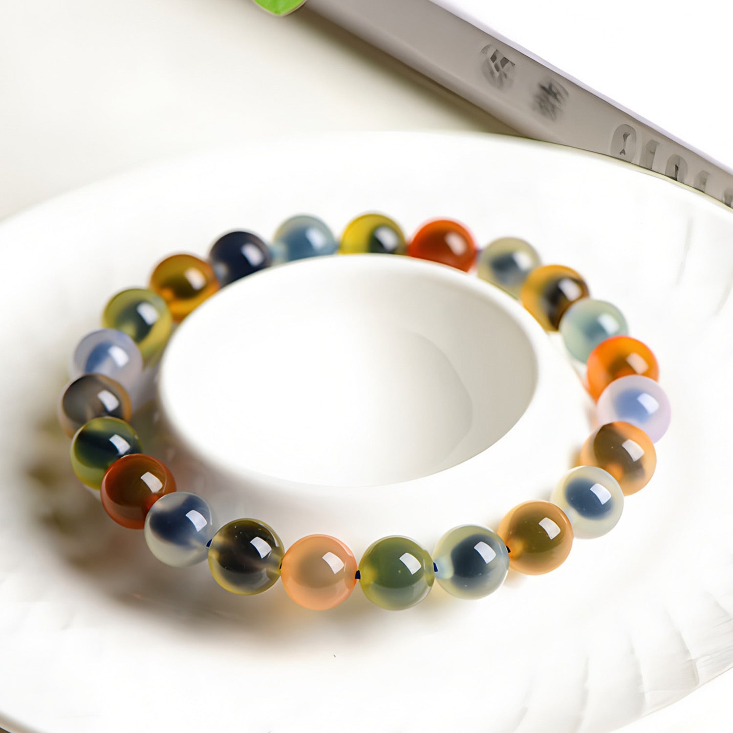 Elegant multi-colored jade bracelet