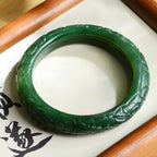 Natural Hetian jade old material jasper hand-carved green jade Bangles