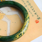Natural Hetian jade old material jasper hand-carved green jade Bangles