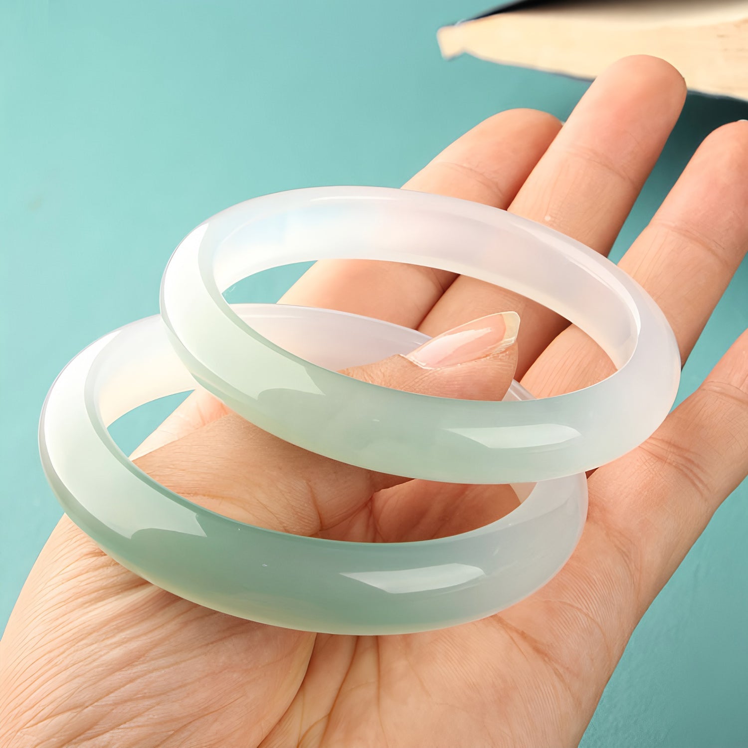 Natural jade half mountain half water bracelet