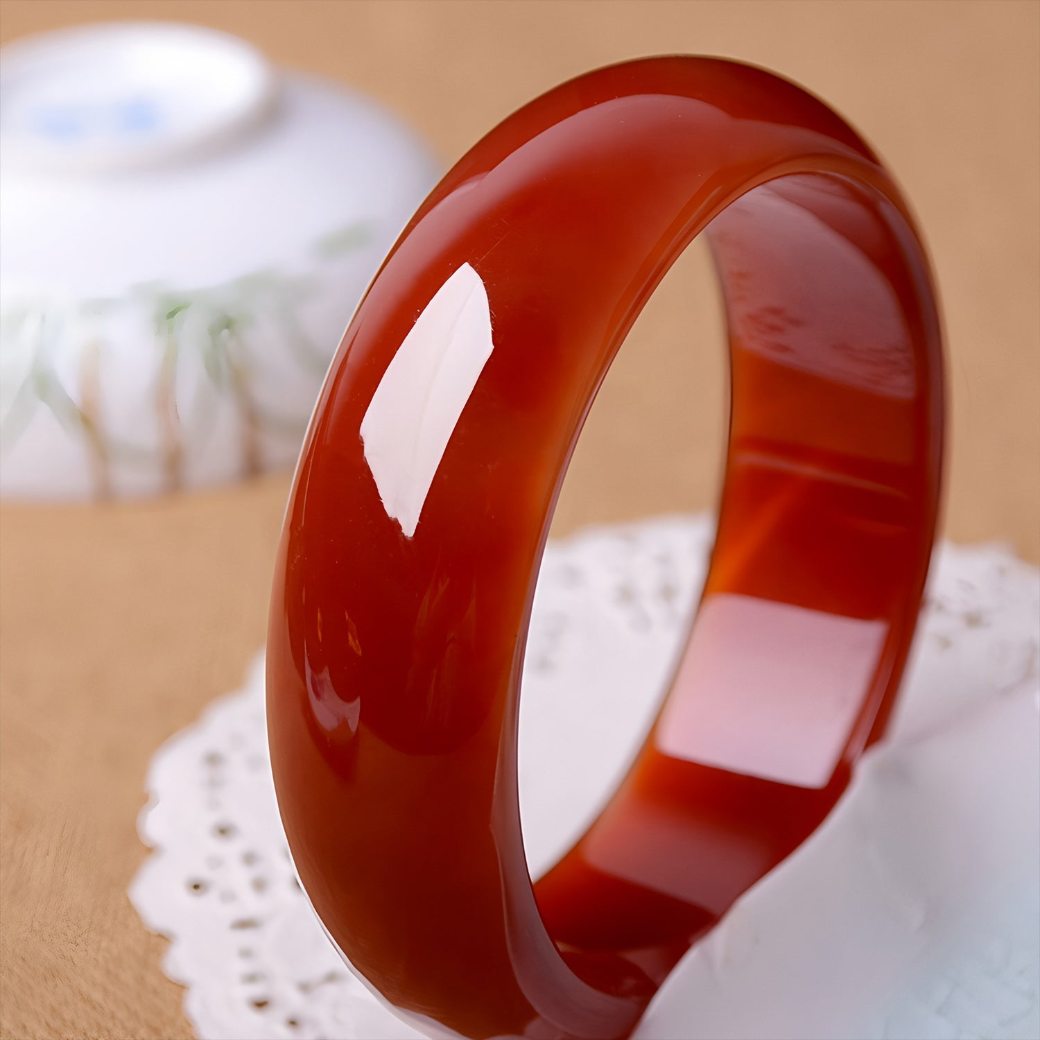 ■Luck and Health■ Brand New Genuine Jade Widened Rich Red Jade Bangles