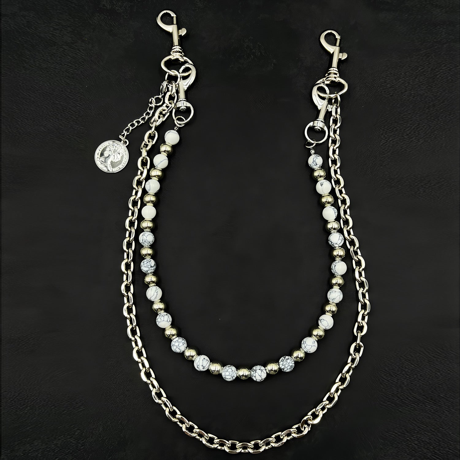 Detachable double chain hand-beaded jeans chain