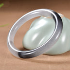 Natural Light Gray Nephrite Jade Bracelet
