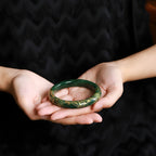 Natural Hetian jade old material jasper hand-carved green jade Bangles