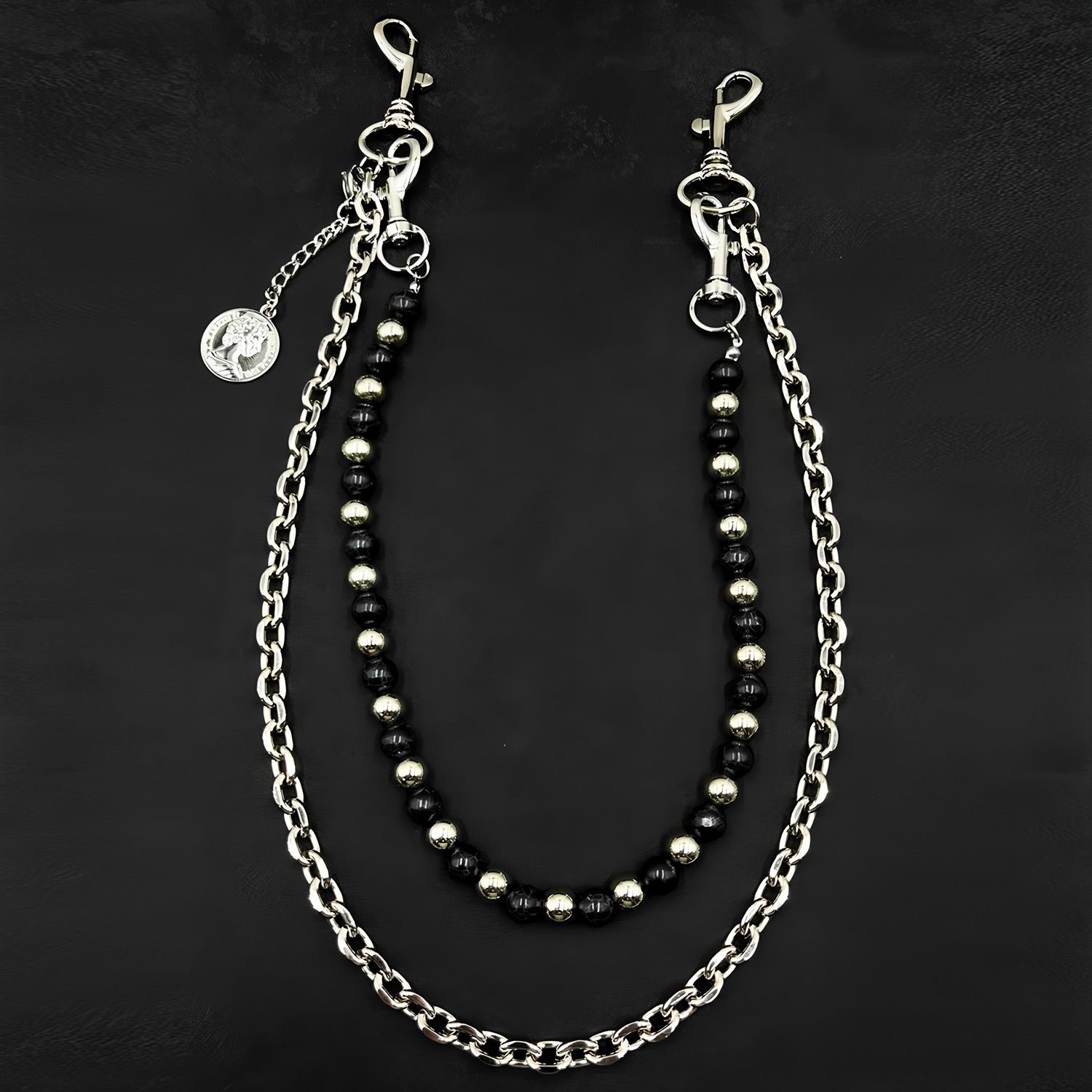 Detachable double chain hand-beaded jeans chain