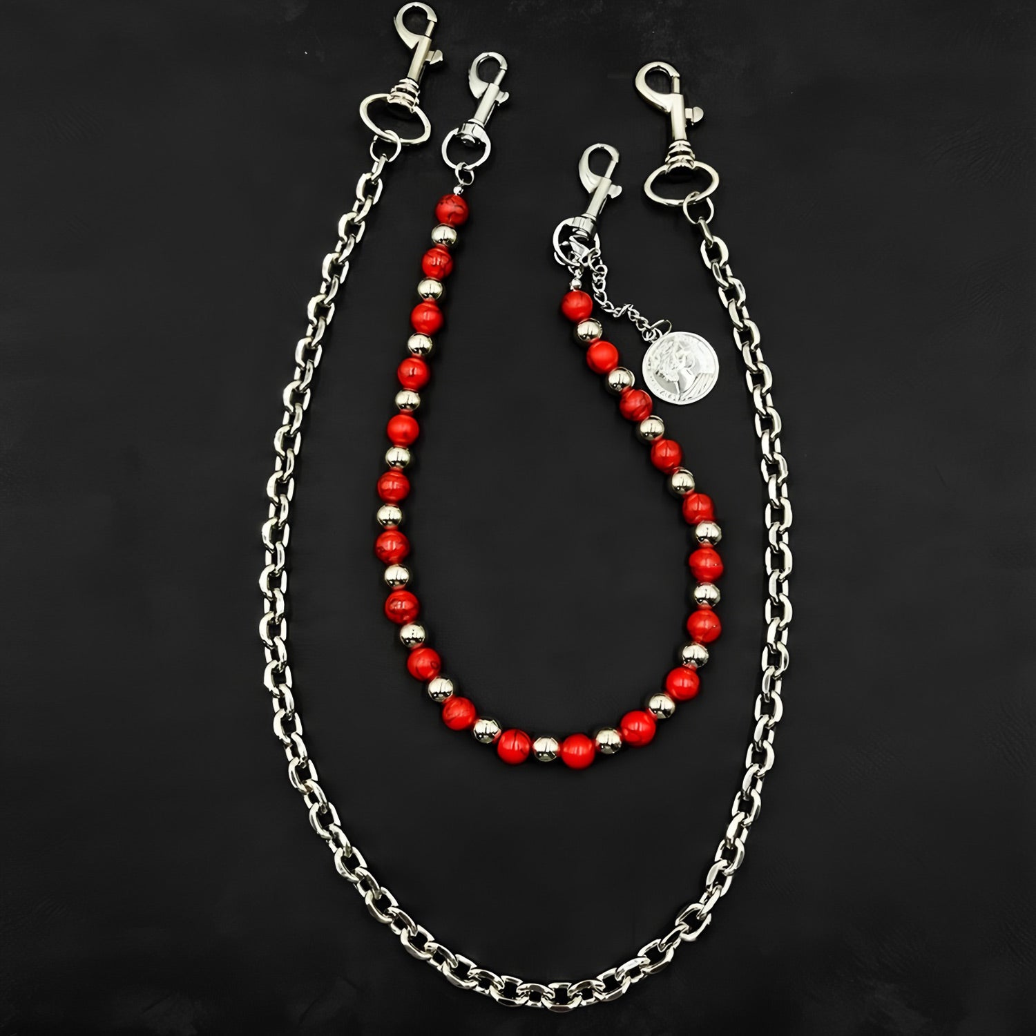 Detachable double chain hand-beaded jeans chain