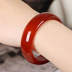■Luck and Health■ Brand New Genuine Jade Widened Rich Red Jade Bangles
