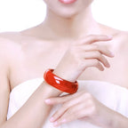 ■Luck and Health■ Brand New Genuine Jade Widened Rich Red Jade Bangles