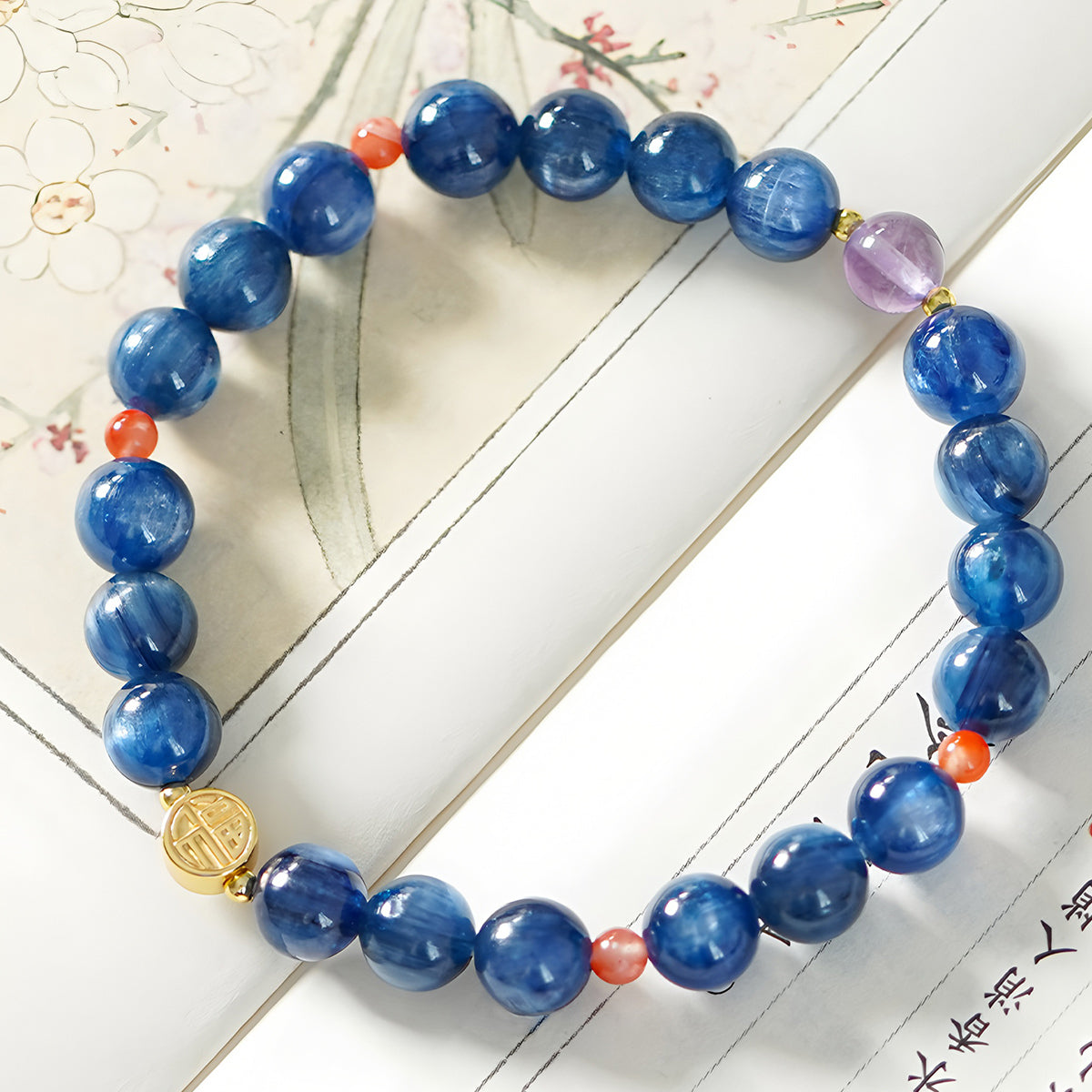 Natural Kyanite Blue Jade Beaded Bracelet£¨Bead width 7mm£©