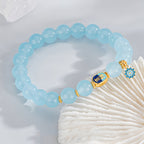 Ocean Blue Auspicious Jade Beaded Bracelet£¨Bead width 8mm£©
