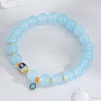 Ocean Blue Auspicious Jade Beaded Bracelet£¨Bead width 8mm£©