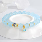 Ocean Blue Auspicious Jade Beaded Bracelet£¨Bead width 8mm£©