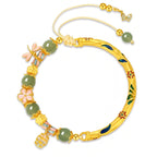 999 Silver Hetian Jade Butterfly Tassel Half Bracelet£¨elastic cord£©