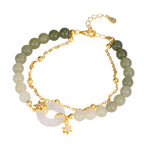 S925 silver new Chinese style gradient jade bracelet£¨Bead width 6mm£©