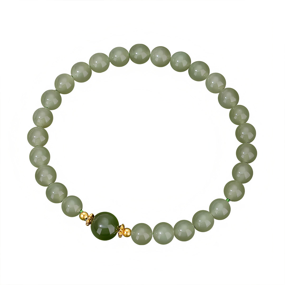 S925 Silver Natural Hetian Jade Classic Jade Beaded Bracelet£¨Bead width 6mm£©