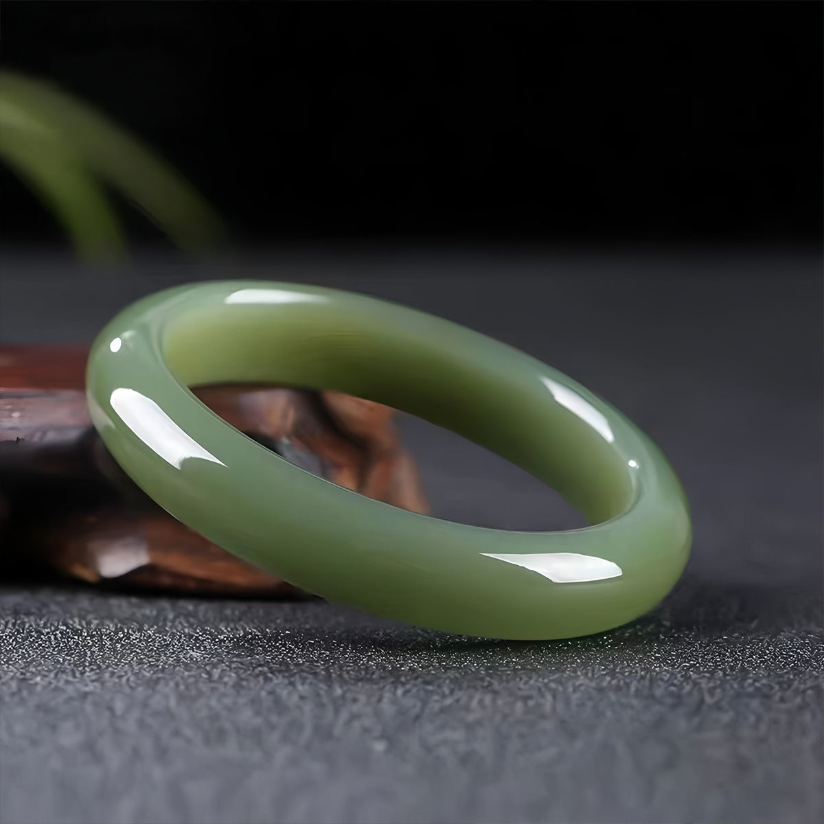 Natural Jade Bracelet  Hetian Jade Dark Green Bracelet