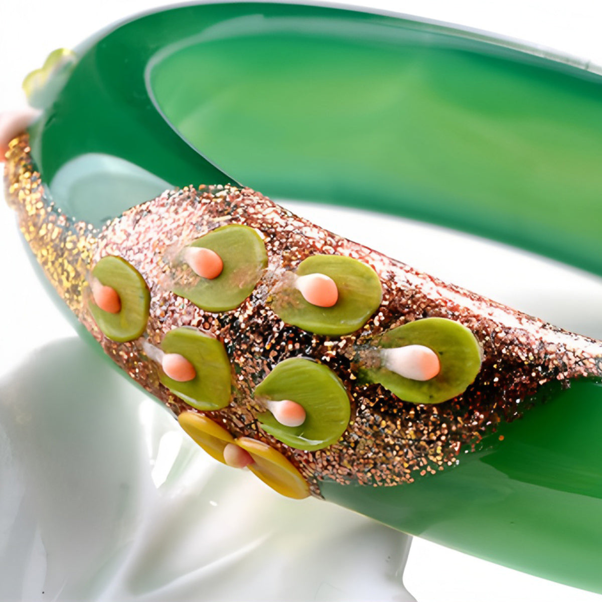 Natural Nephrite Carved Green Jade Bracelet