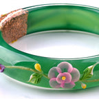 Natural Nephrite Carved Green Jade Bracelet
