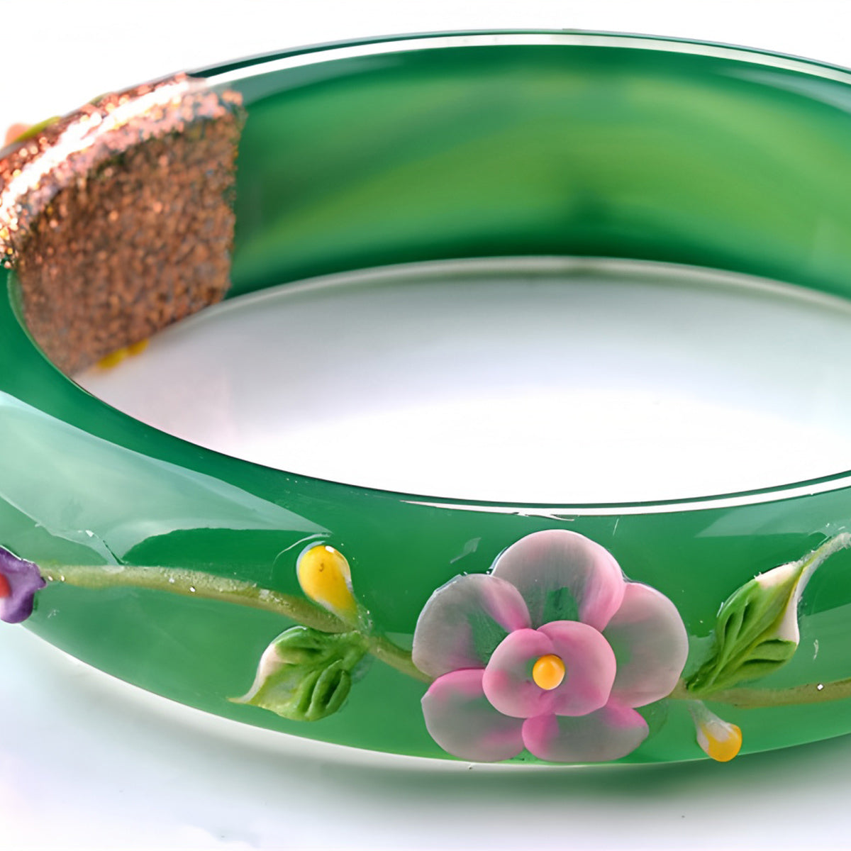 Natural Nephrite Carved Green Jade Bracelet