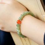 Natural Red Jade and Green Jade Beaded Bracelet
