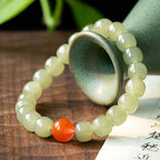 Natural Red Jade and Green Jade Beaded Bracelet