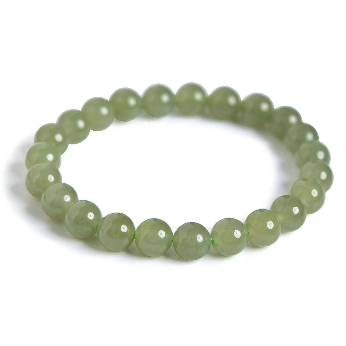 Natural Hetian Jade High Transparency Green Jade Bead Bracelet