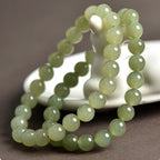 Natural Hetian Jade High Transparency Green Jade Bead Bracelet