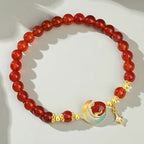 S925 Silver Red Agate Star Moon Jade Beaded Bracelet£¨elastic cord£©