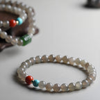 Natural Hetian Jade Smoky Gray Jade Beaded Bracelet