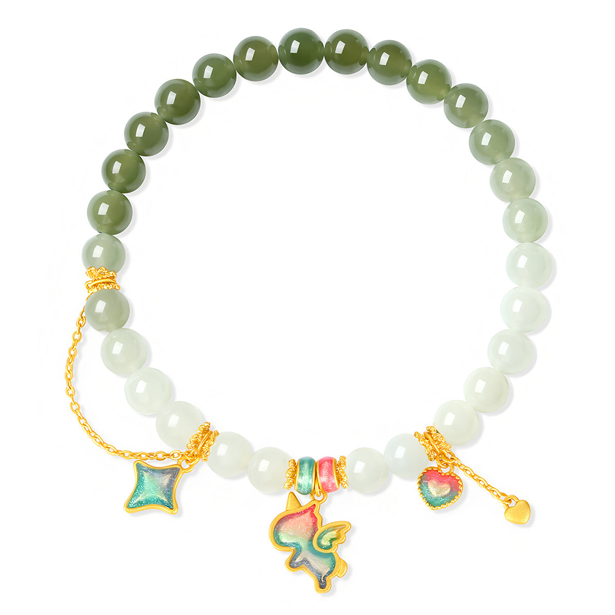 S925 Silver Unicorn Jade Beaded Bracelet