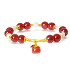 S925 Silver Red Agate Ruyi Bamboo Jade Beaded Bracelet£¨elastic cord£©