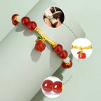 S925 Silver Red Agate Ruyi Bamboo Jade Beaded Bracelet£¨elastic cord£©