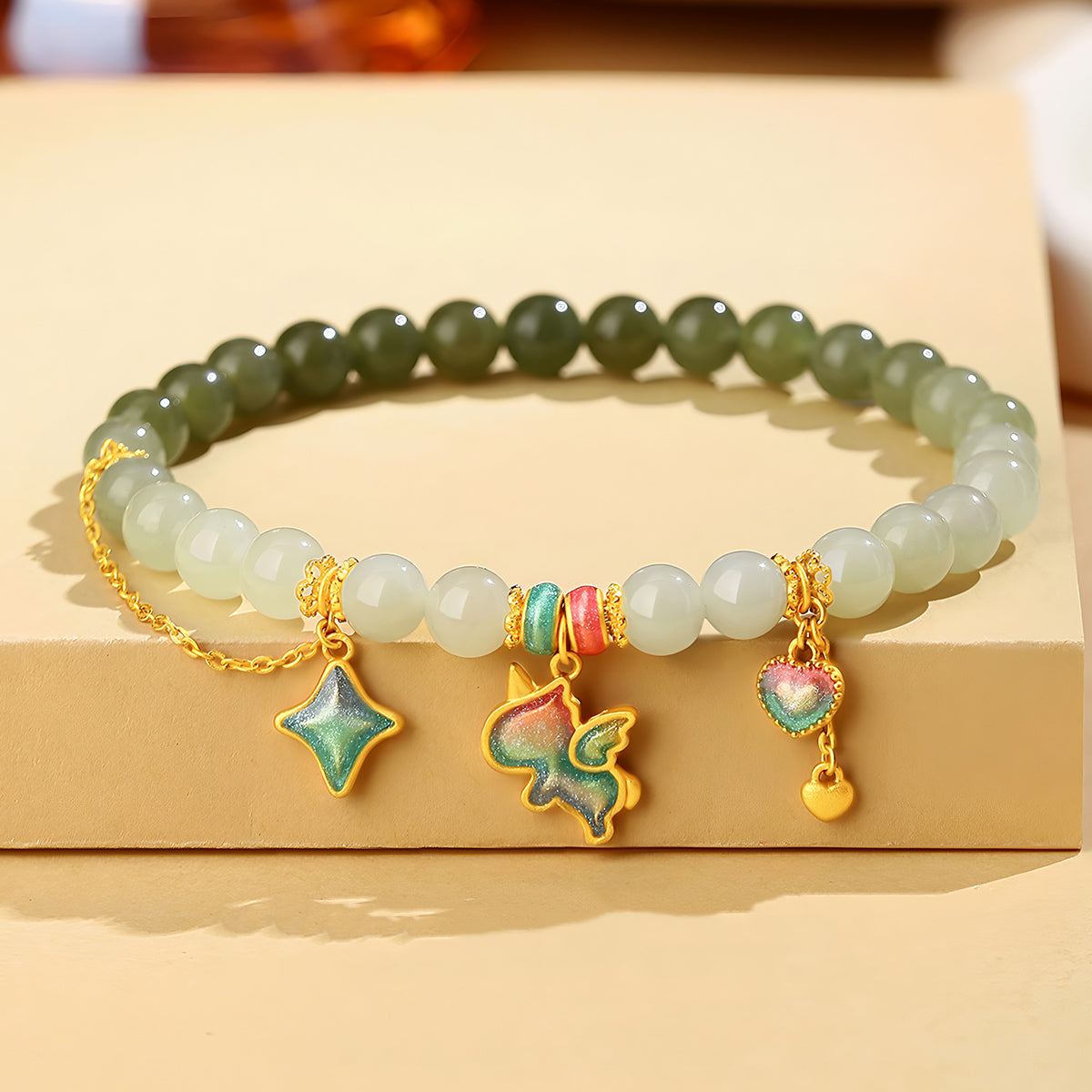 S925 Silver Unicorn Jade Beaded Bracelet