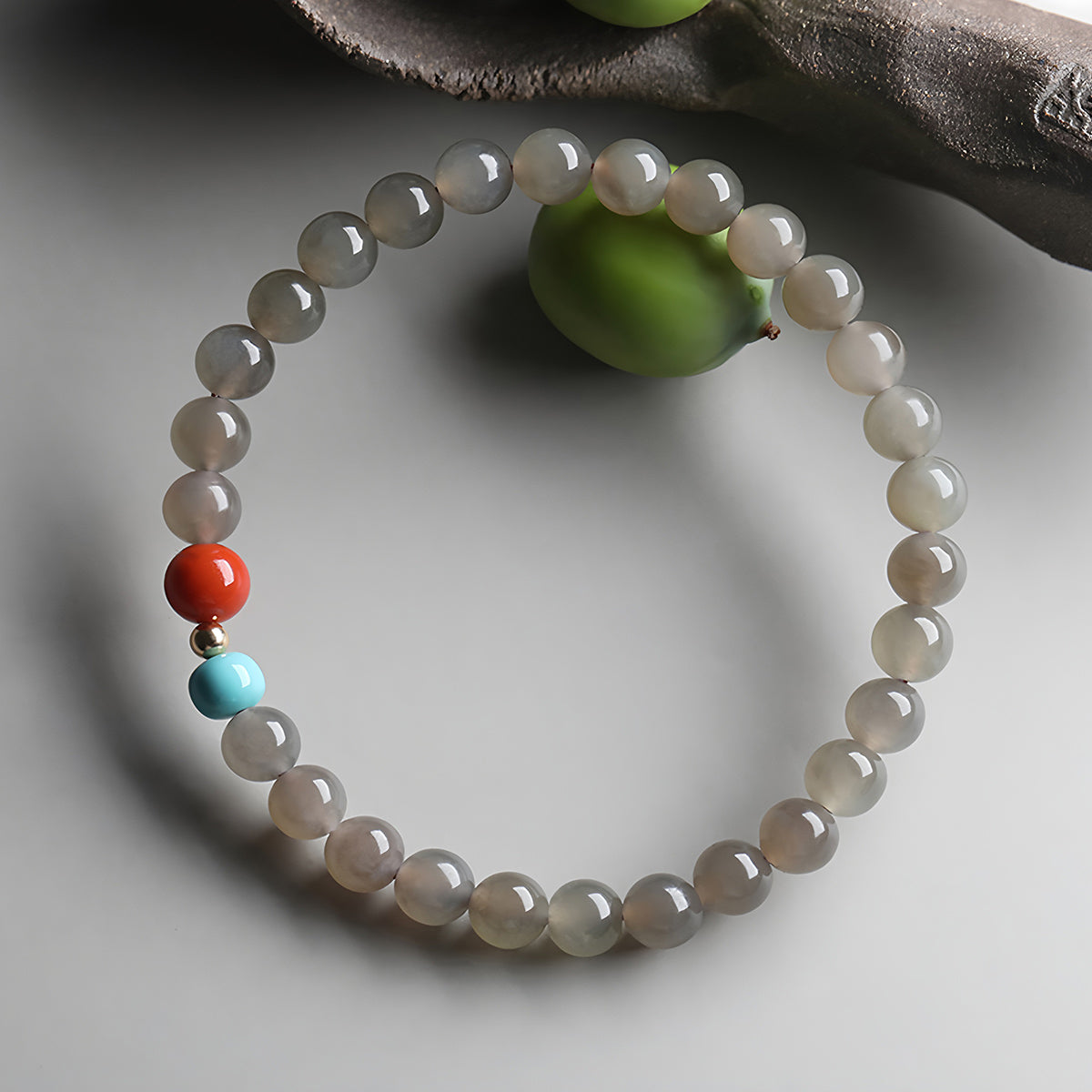 Natural Hetian Jade Smoky Gray Jade Beaded Bracelet