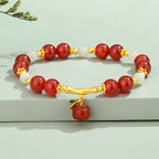 S925 Silver Red Agate Ruyi Bamboo Jade Beaded Bracelet£¨elastic cord£©