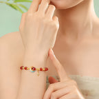 S925 Silver Red Agate Star Moon Jade Beaded Bracelet£¨elastic cord£©