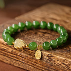 Natural Green Jasper Gourd Design Good Luck Jade Bracelet
