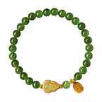 Natural Green Jasper Gourd Design Good Luck Jade Bracelet