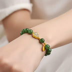 Natural Green Jasper Gourd Design Good Luck Jade Bracelet
